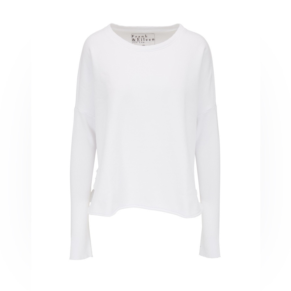 FRANK & EILEEN
White Relaxed Raw Edge Long Sleeve Tee (T2)